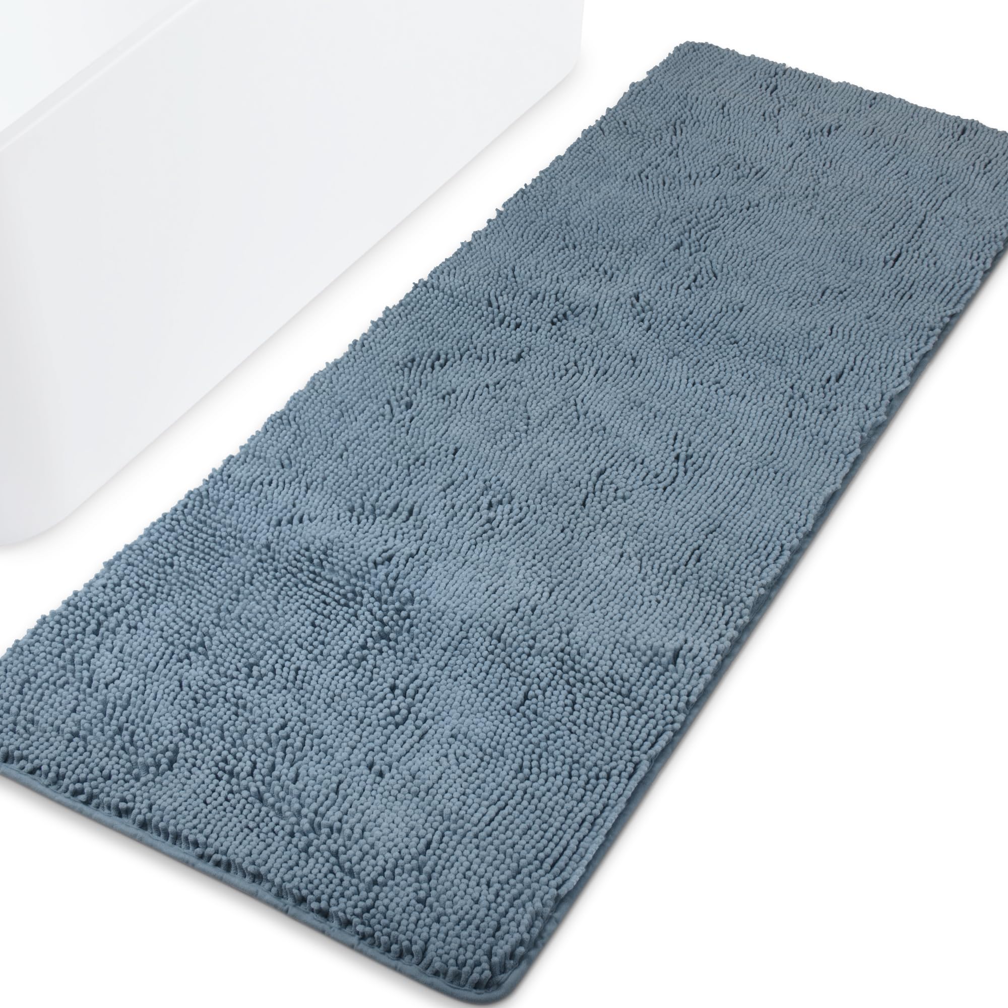 Yeaban Bathroom Runner Rugs 24"x72" Non Slip – Thick Chenille Long Bath Mat | Absorbent and Washable Extra Large Bath Rug, Plush Runner Rug for Bathroom, Shower, Sink(Blue) — image 1