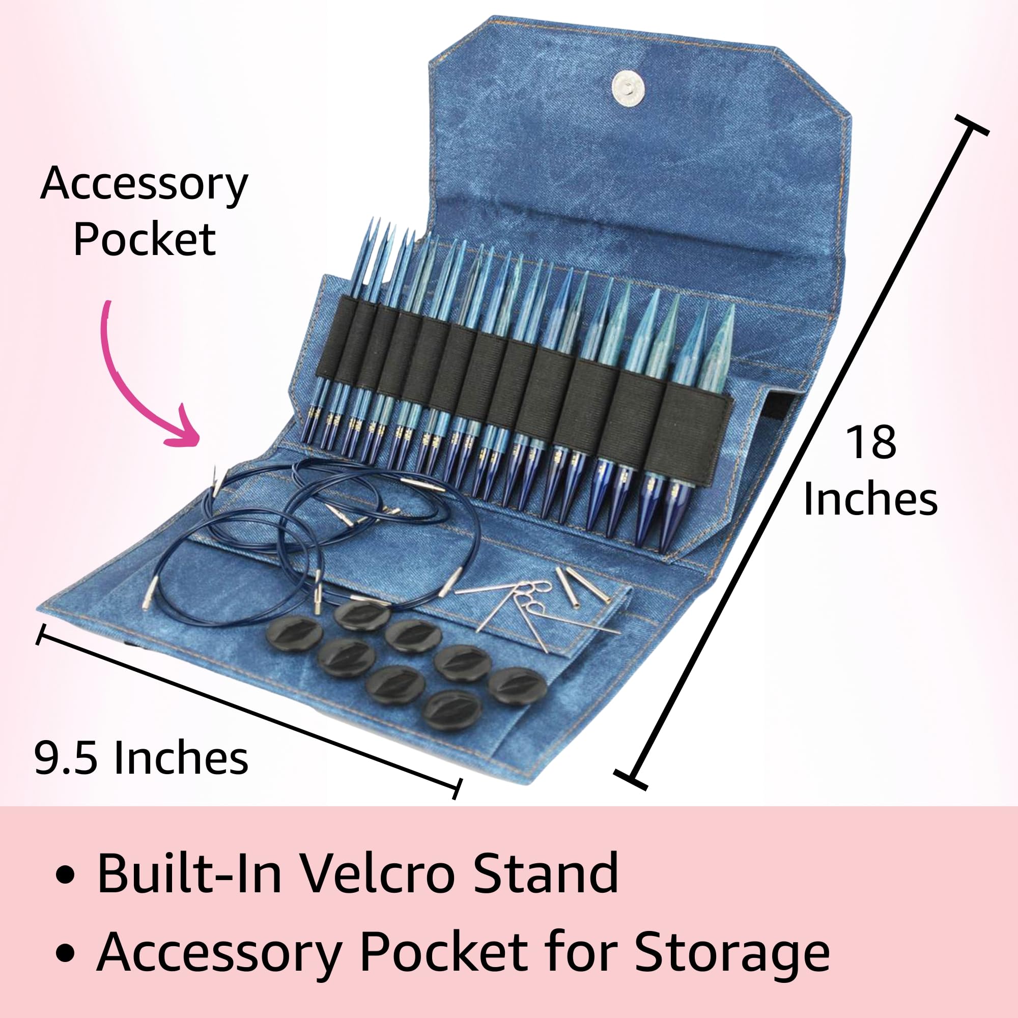 Lykke Rundstricknadel-Set, Treibholz, austauschbar, 13 cm, mit Tasche ArtSiga Crafts 13 cm (13 cm)-Tip-Set Indigo