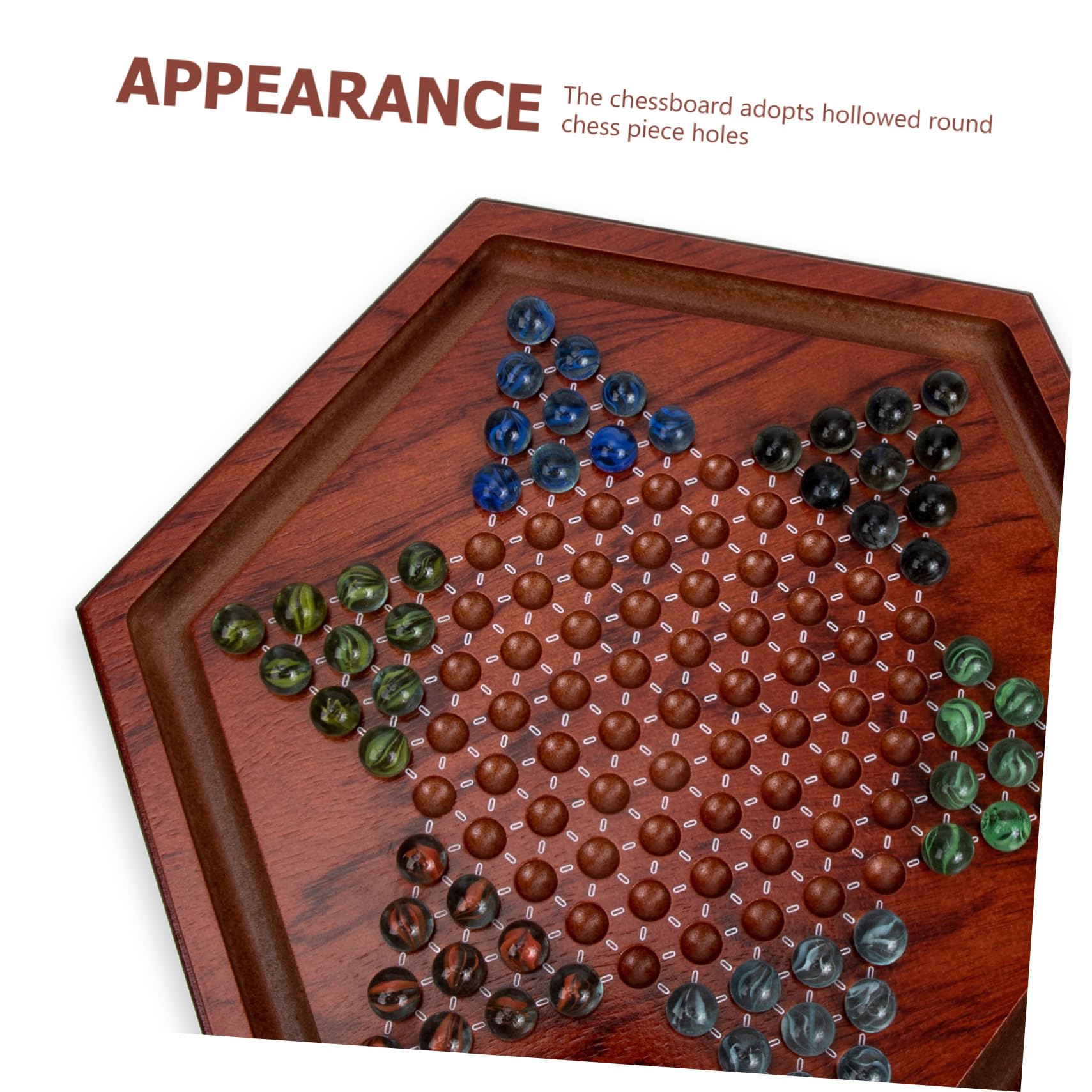 Hohopeti Gioco da Tavolo Dama Cinese Scacchiera Esagonale in Legno Marrone, Set per Bambini, Miglioramento Abilità Problem Solving e Multiplayer, per Uso Domestico