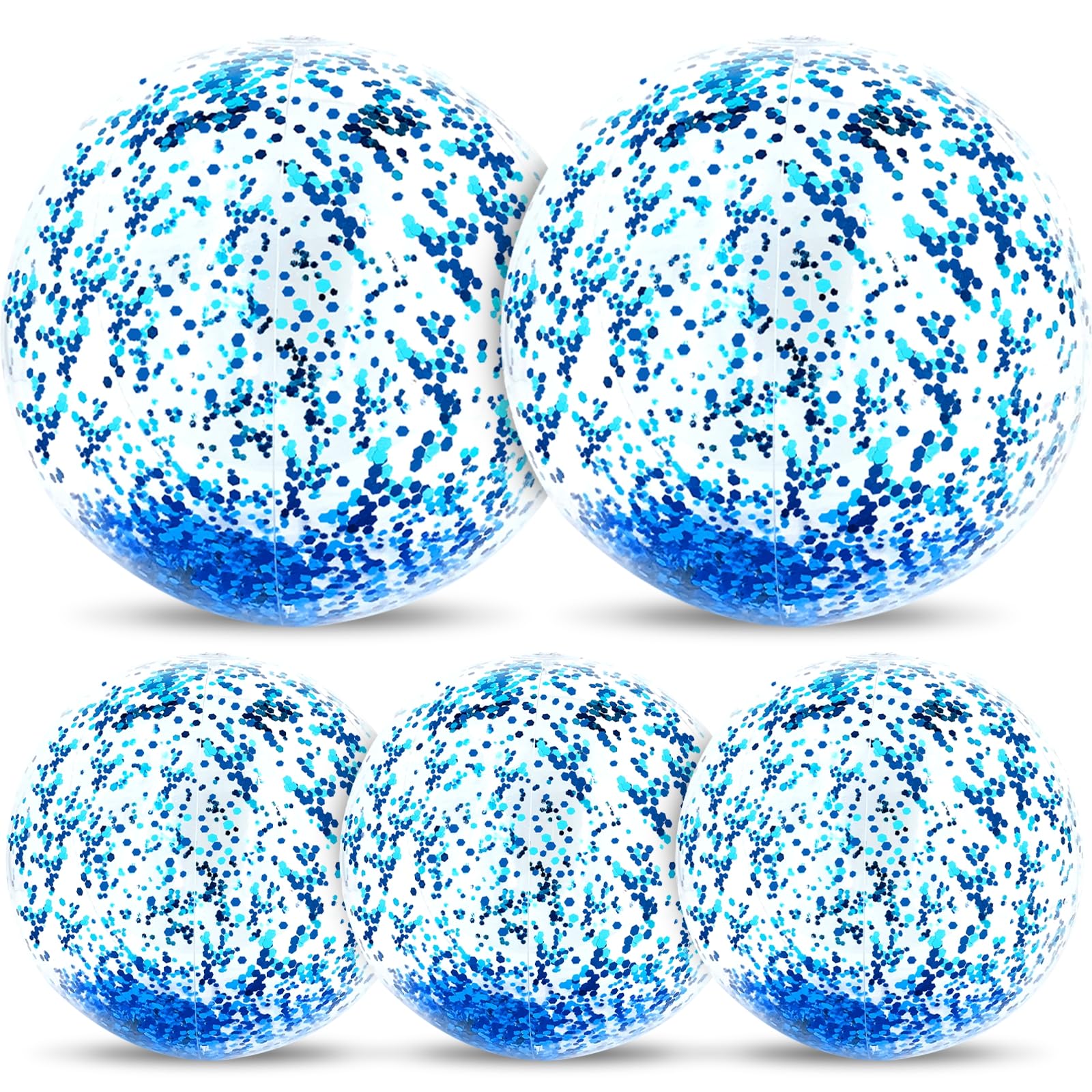 Photo 1 of 5 Pack Sequins Beach Balls 16 Inch 24 Inch, Inflatable Confetti Glitters Clear Beach Ball Swimming Pool Toy Birthday Party Supplies Pool Party Decorations Favors Gifts Water Balloons for Kids Adults