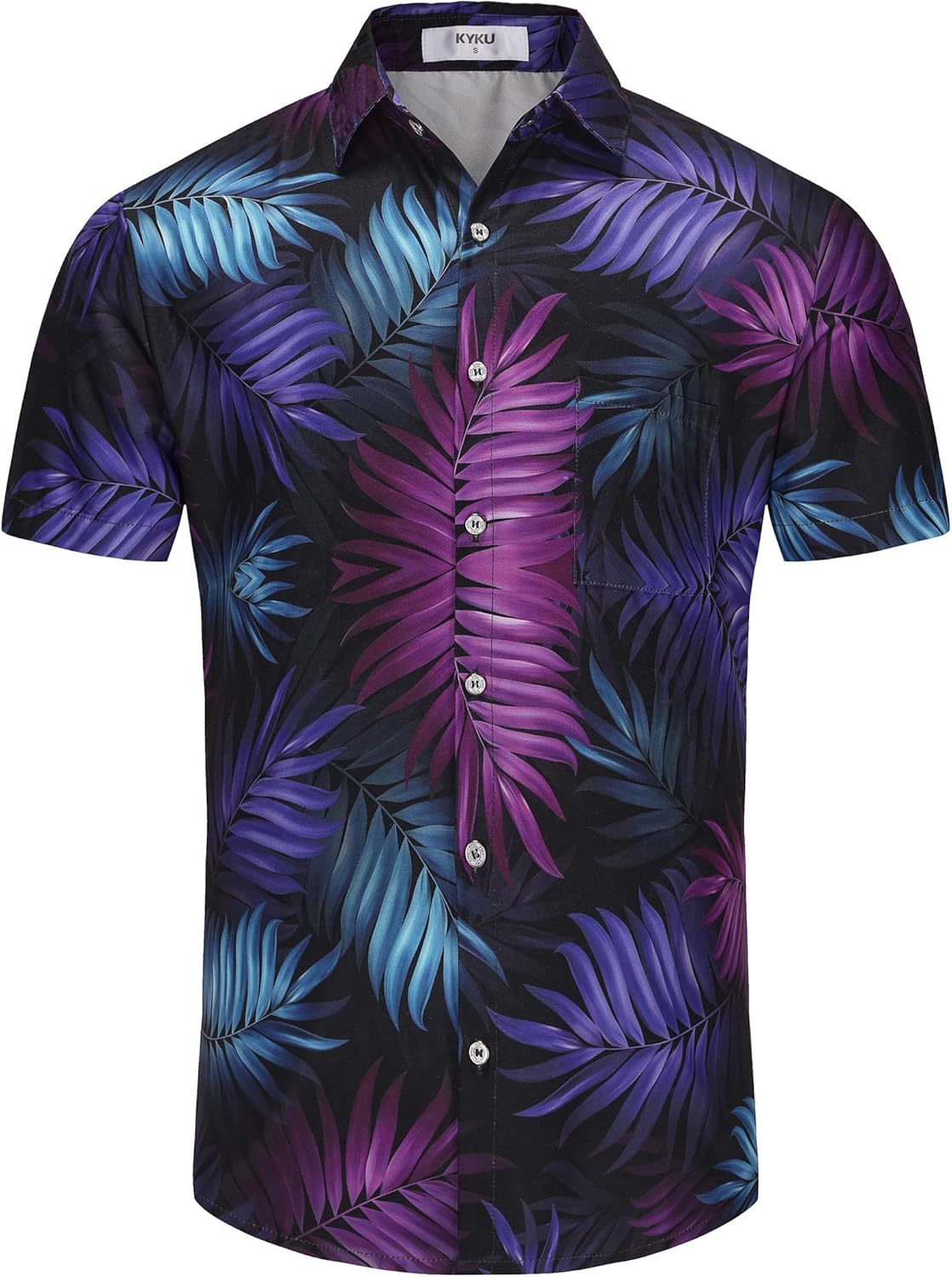 KYKU Hawaiian Shirt for Men: Tropical Summer Beach Short Sleeve Button Down Shirt with Pocket - Image 2