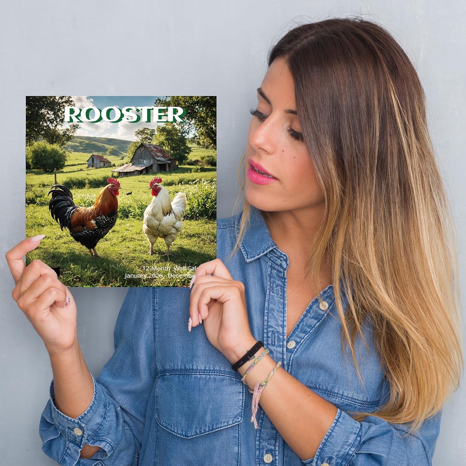 2026 Wall Calendar,Calendar 2026,Rooster Monthly Wall Calendar, 12" x 24" Open,Family Planner Calendar, Home & Office Organizer,Hangable thumbnail