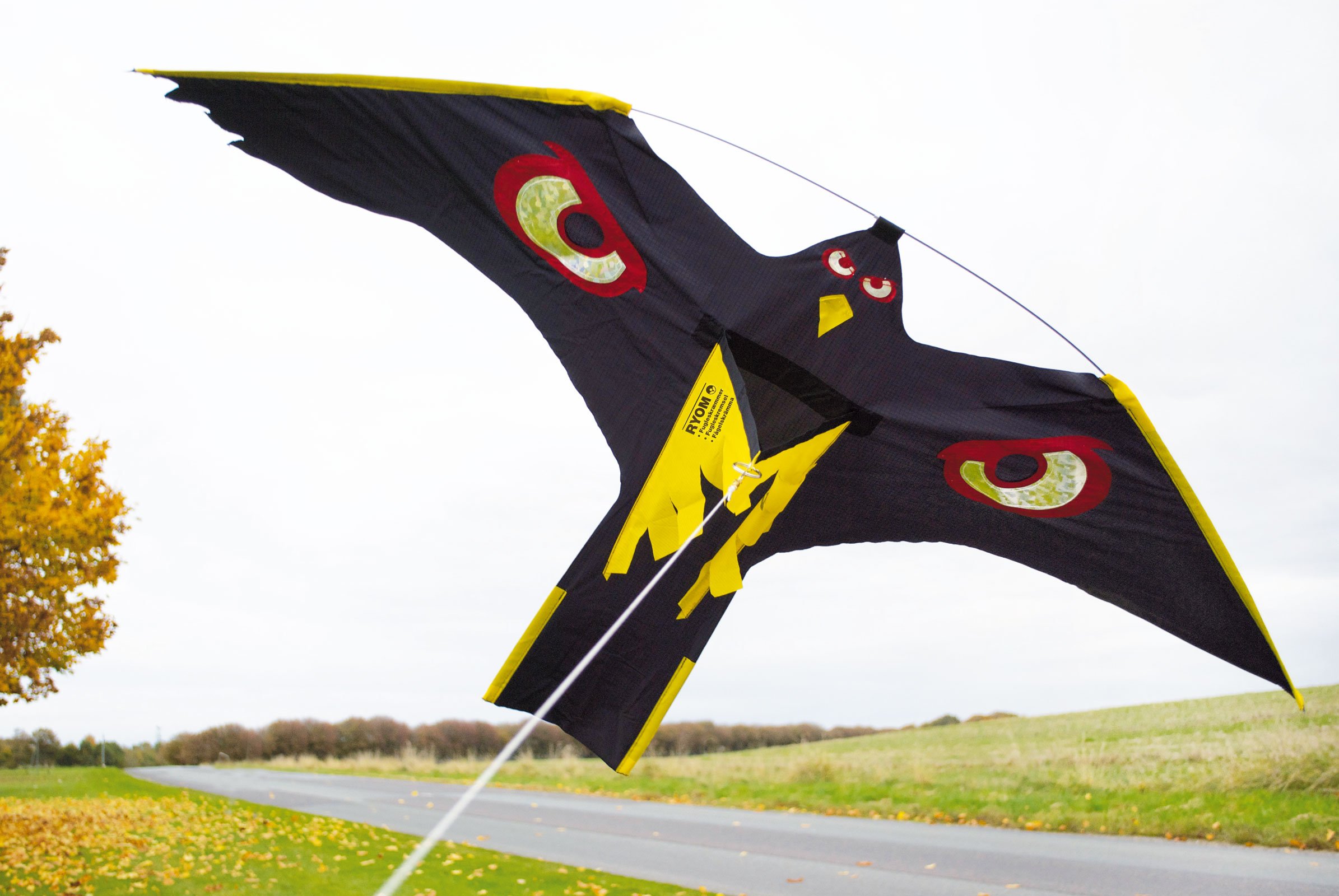2 x Vogelscheuche Vogelschreck Raubvogel-Drache Habicht mit 1 x hochwertigem 7 Meter Glasfaser-Teleskopstab, Spannweite 1,40 m
