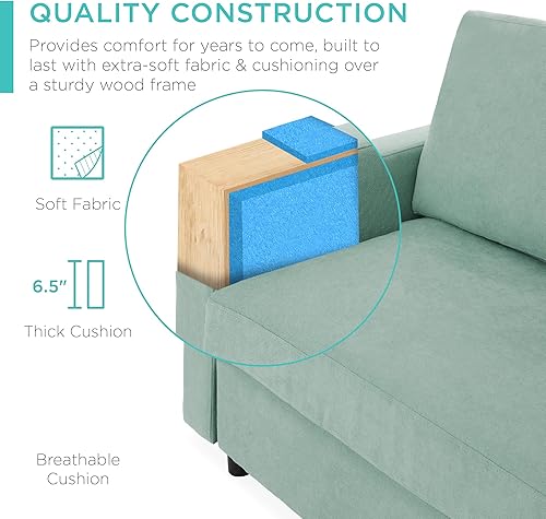 Miniatura 5 de Best Choice Products Sofá modular tapizado para el hogar, apartamento, dormitorio, habitación extra, espacios compactos con diván, 3 asientos,