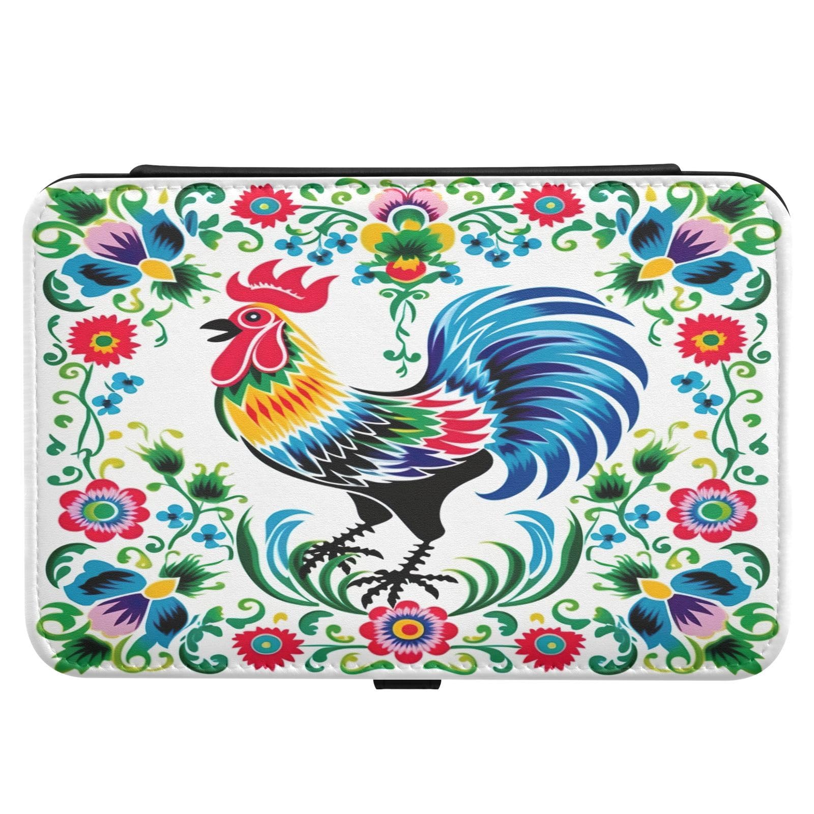 Haskirky Floral Rooster Jewelry Box Portable PU Leather Travel Jewelry Organize for Women Jewelry Storage Display Holder for Ring, Necklace, Earring