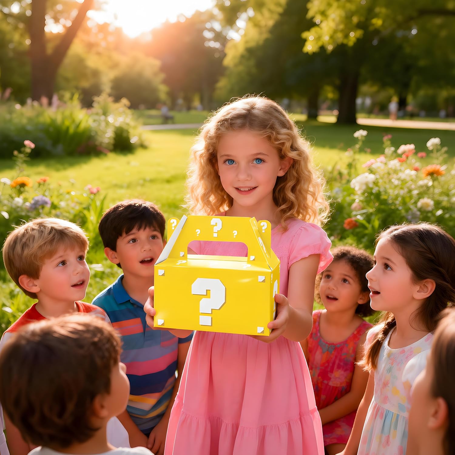 BGFMVS 12 Pcs Video Game Question Mark Party Favor Boxes Yellow Mystery Box | Yellow gable candy boxes | Video game birthday decorations | Arcade surprise blind bags | Kids gamer party treat goodie box