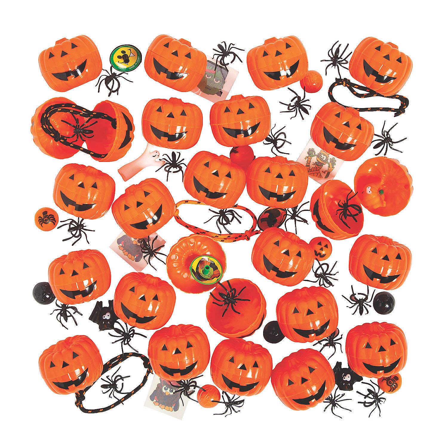 Toy Pre-Filled Halloween Jack O Lantern Pumpkins (Bulk set of 24) Trick or Treat, Trunk or Treat Party Giveaways and Supplies