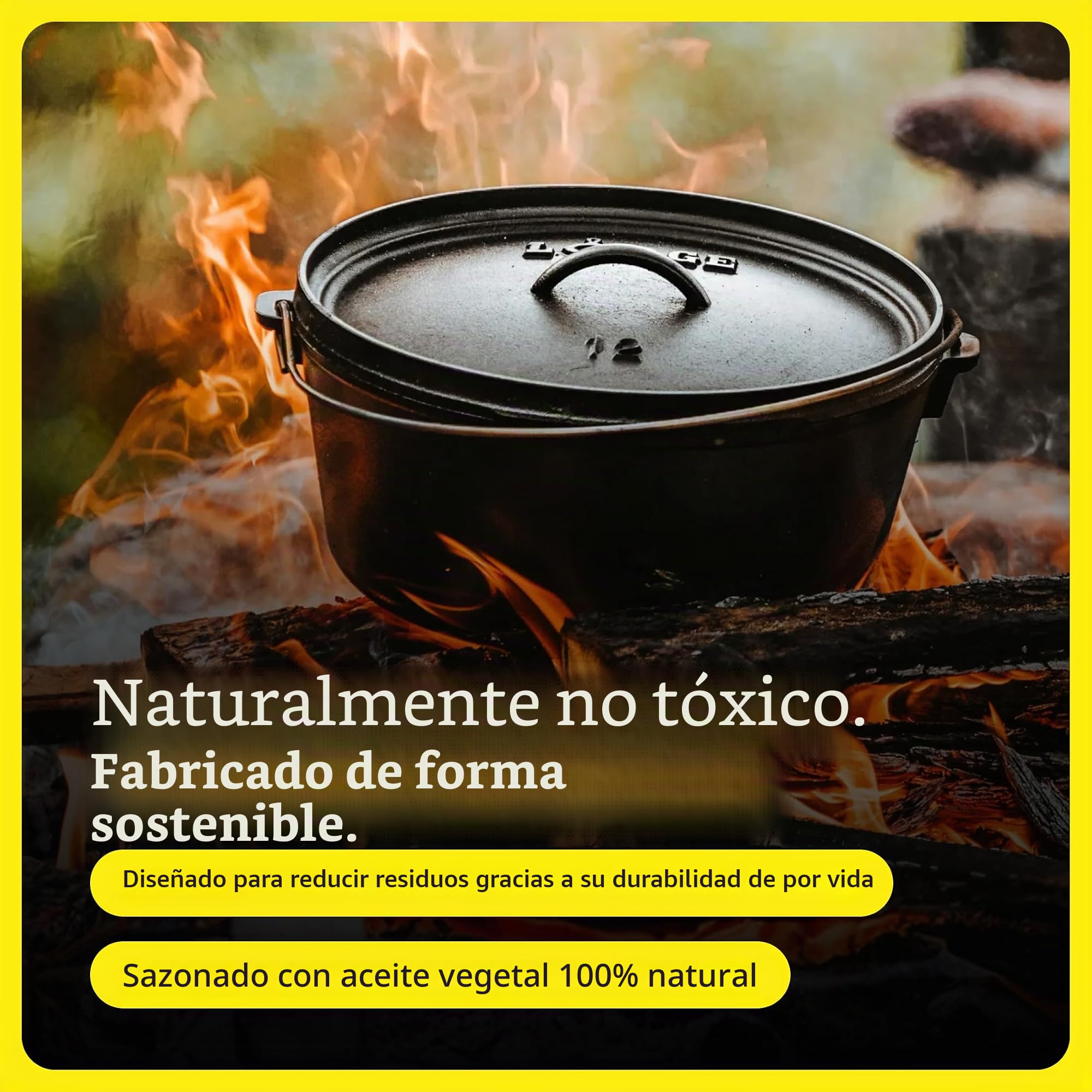 Lodge Logic - Cazuela de Hierro Fundido para Horno con Tapa y asa (7,6 L)