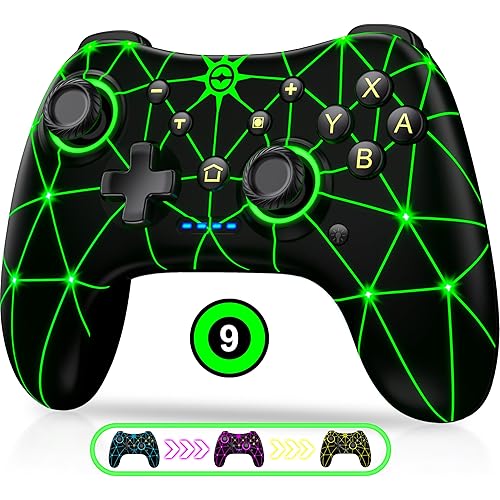 Switch Controller, Wireless Switch Controller Compatible with Nintendo Switch 2/Swicth Controller/Lite/OLED, Wireless Switch Controllers Work with iOS/Android/PC with RGB Light, Programmable, TURBO & Wakeup