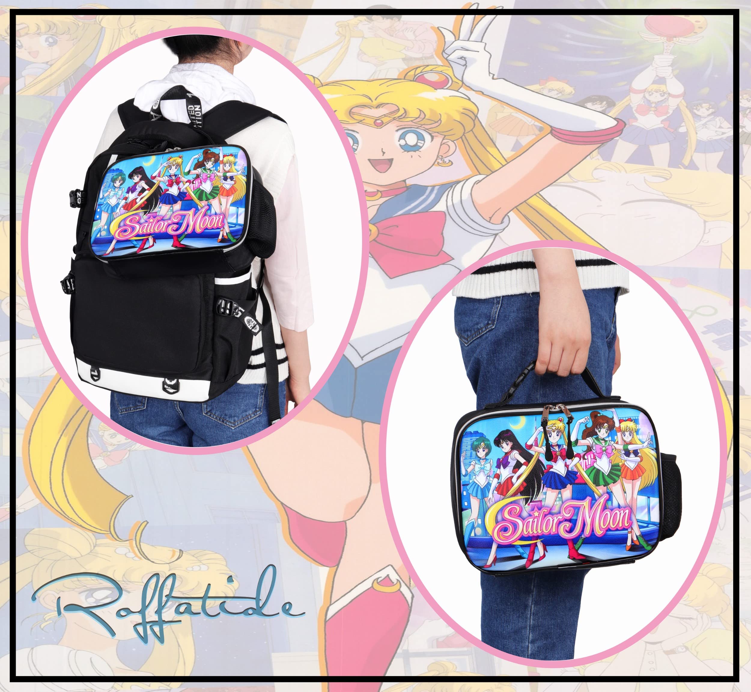 Roffatide Anime Riz Noir Lunch Bag Hommes Femmes Grande