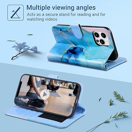 Miniatura 3 de ULAK Funda tipo cartera compatible con iPhone 13 Pro Max para mujer con tarjetero de crédito, funda protectora de piel sintética diseñada con