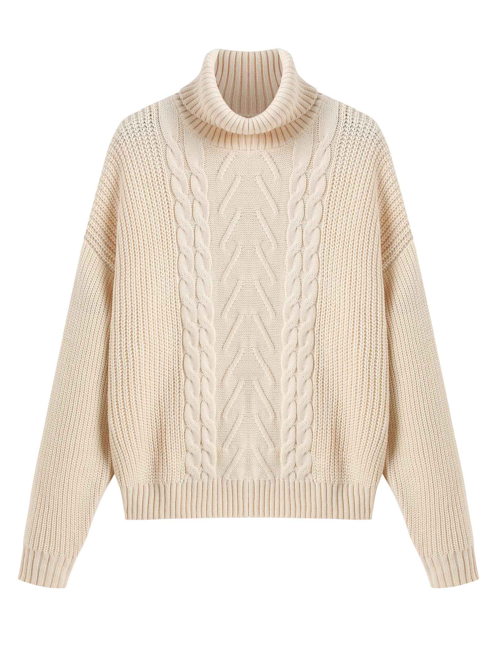 ZAFUL Womens Batwing Long Sleeve Turtleneck Sweater Chunky Cable Knit Pullover Jumper Tops for Fall Winter 2025