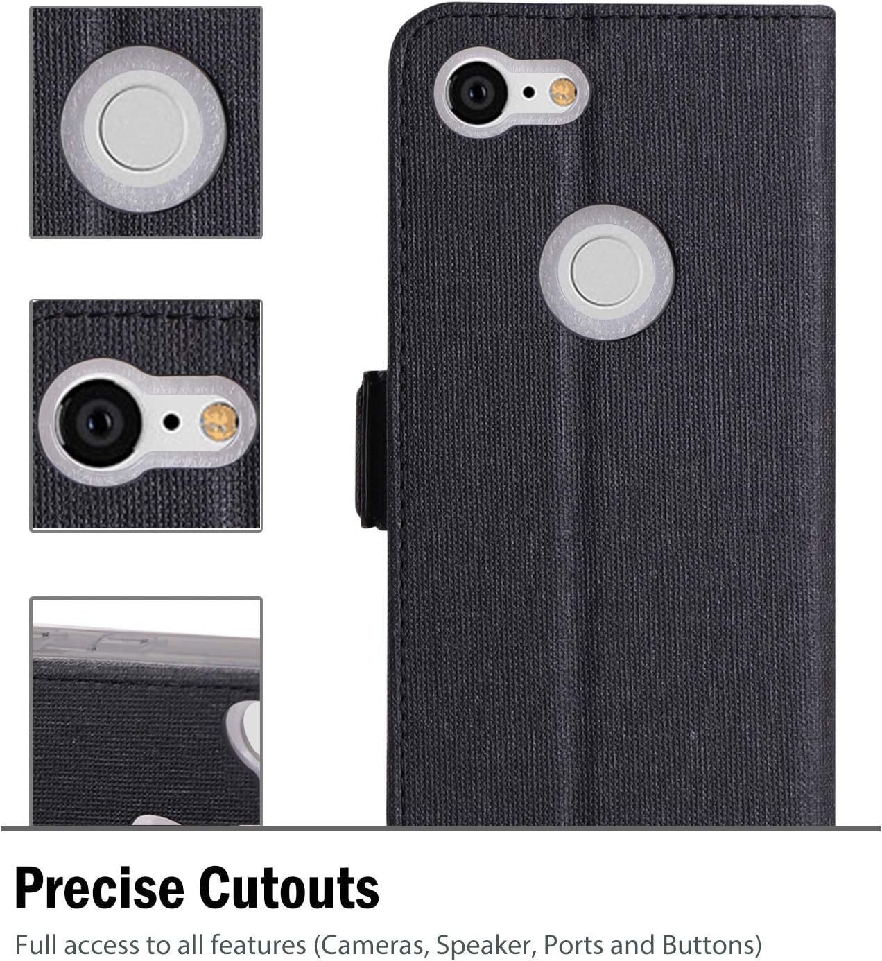 ProCase Flip Case for Google Pixel 3, Folio Folding Wallet Protective Cover for Google Pixel 3 (2018 Release), with Card Holders Cash Clip and Kickstand -Black