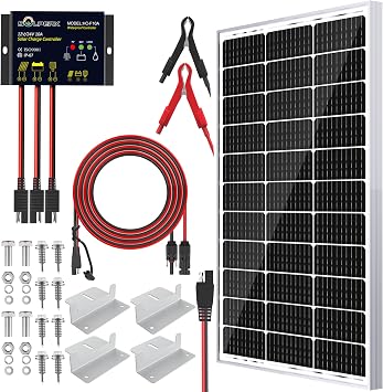SOLPERK Solar Panel Kit 100W 24V, Intelligent Waterproof 10A PWM Controller, Home Outdoor Solar Battery Charger for RV Car Boat Marine Tractor Camping, 24 Volt Batteries Solar Panel Charger