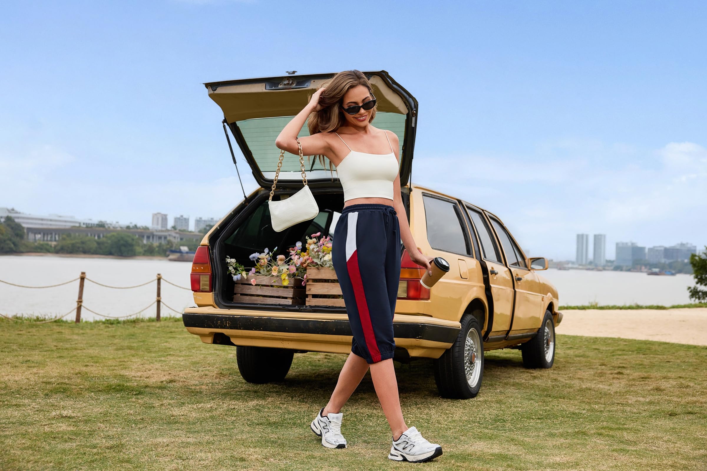 Spodnie do biegania 3/4 damskie casualowe sportowe spodnie do biegania letnie spodnie do fitnessu dla dziewczynek Capri letnie spodnie bawełniane capri