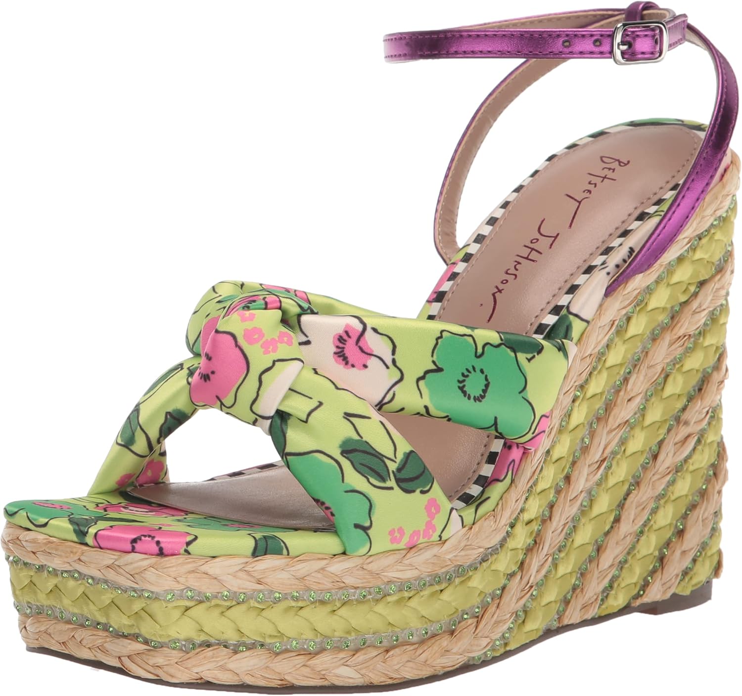 Betsey Johnson Women's Pansie Wedge Sandal, Yellow Multi, 9.5