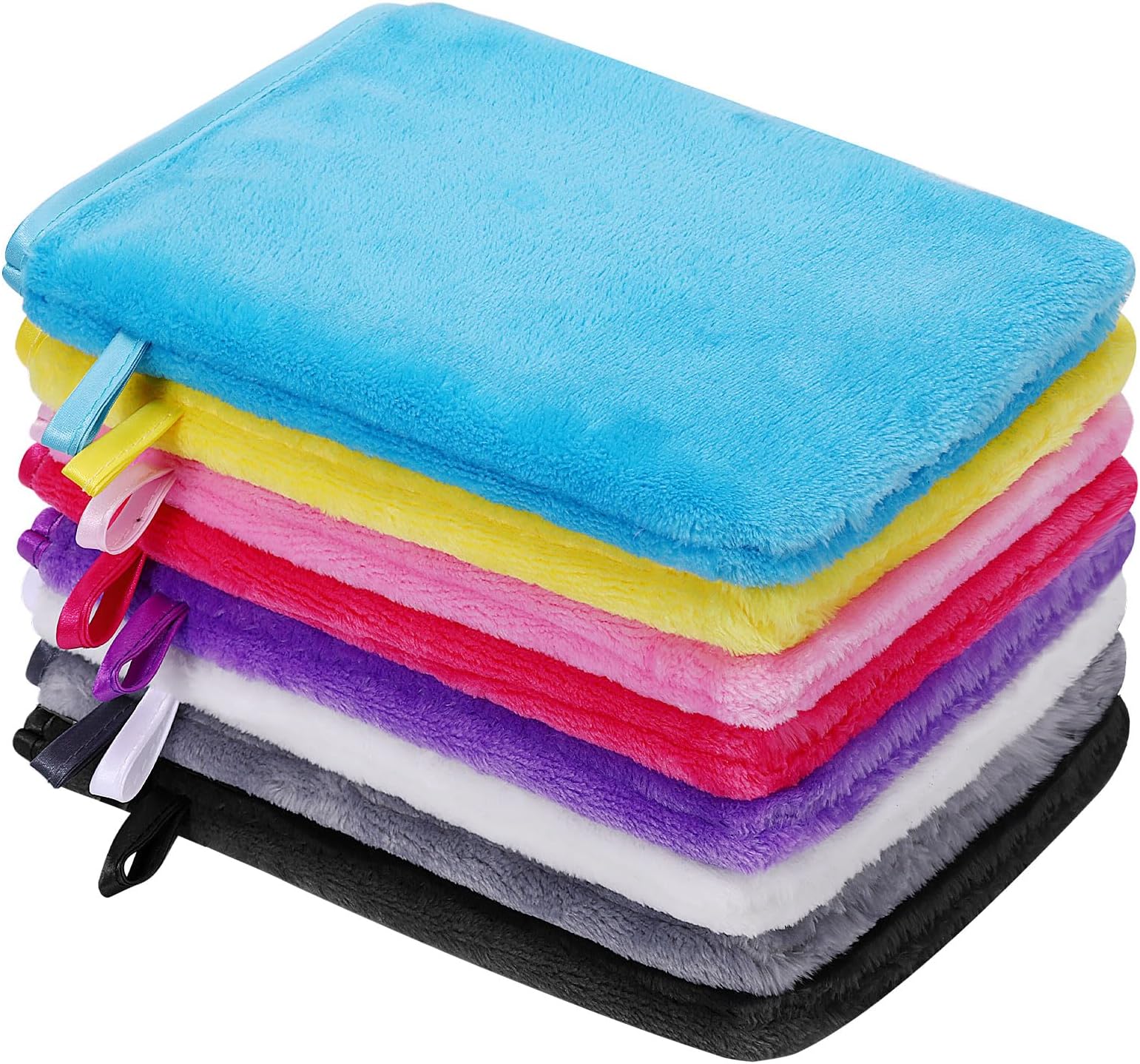 PHOGARY 8 Pack Flannel Soft Face Mitten, Reusable Makeup Remover Mitt