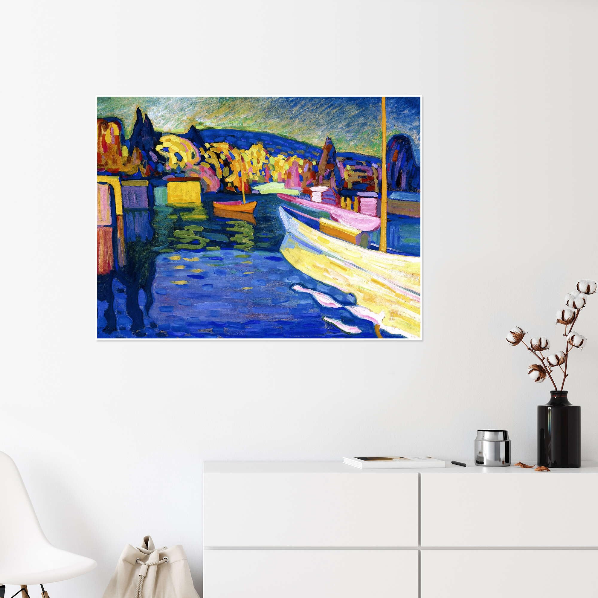 Posterlounge Autumn landscape with boats Poster by Wassily