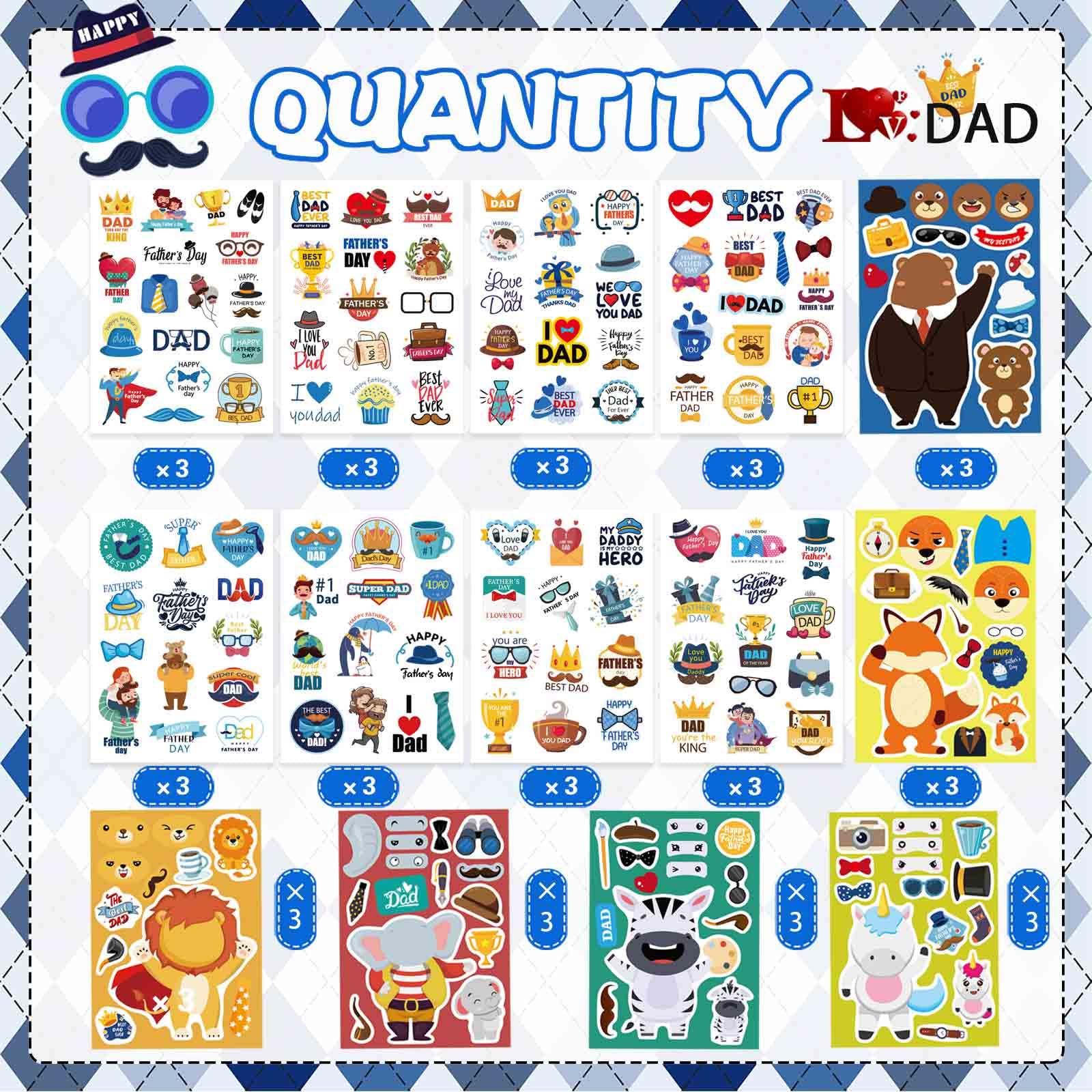 Amazon.com: 42 Sheets Happy Fathers Day Stickers, Make-a-face