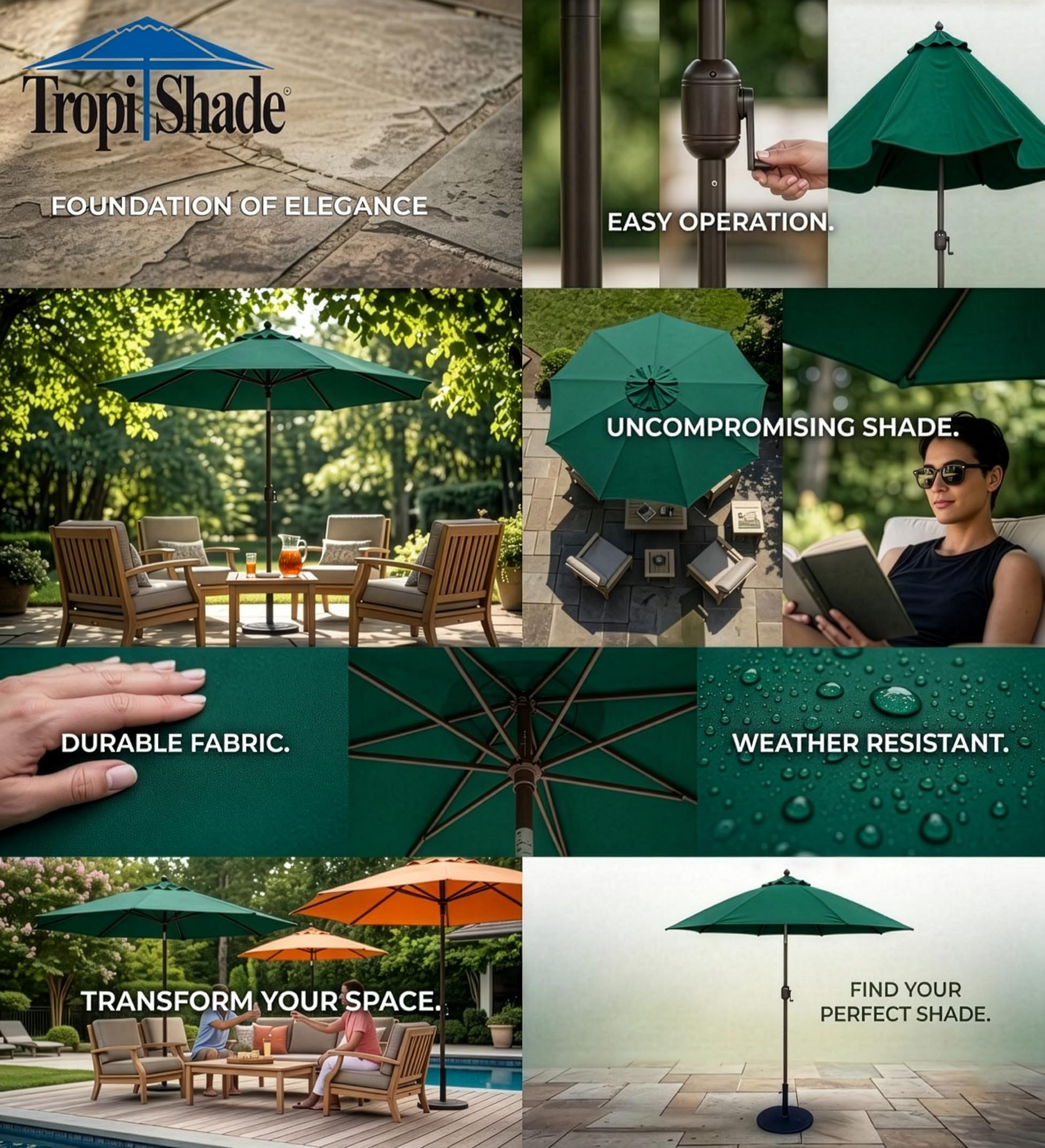 Amazon.com: Tropishade 11' Umbrella with Premium Green Olefin