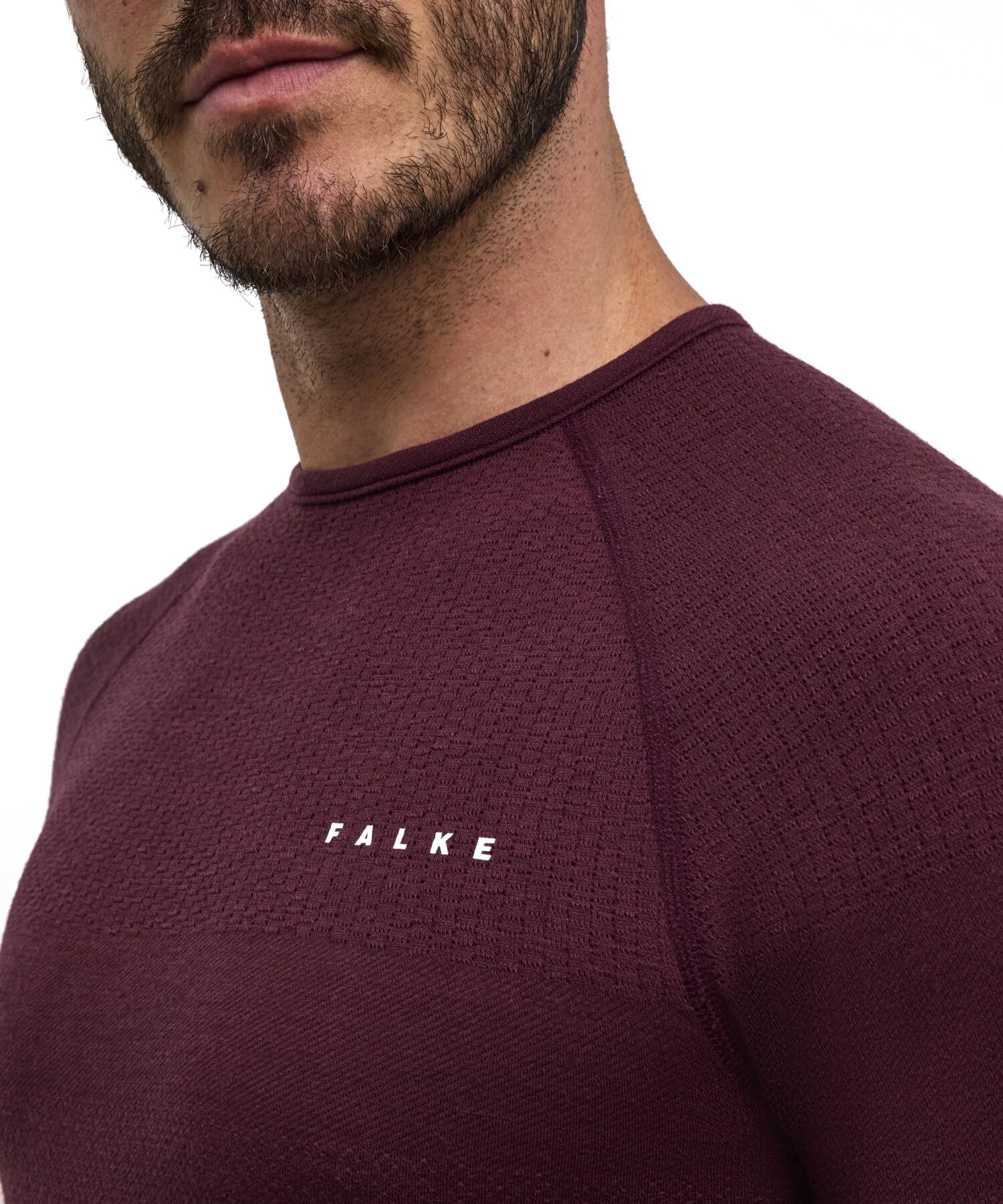 FALKE Mężczyźni Warstwa podstawowa (góra) Wool-Tech Protective M L/s Sh wełna materiał funkcjonalny szybkoschnące ciepłe 1 Sztuka, Czerwony Barolo 8526, XL