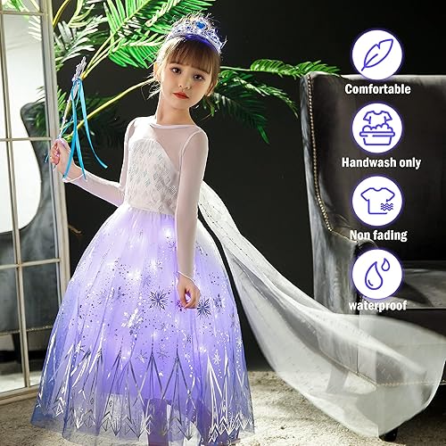 Miniatura 2 de CIYTI Light Up Elsa Princess Costume Dress for Girls Halloween Birthday Party Outfit Cosplay Dress Up for Kids