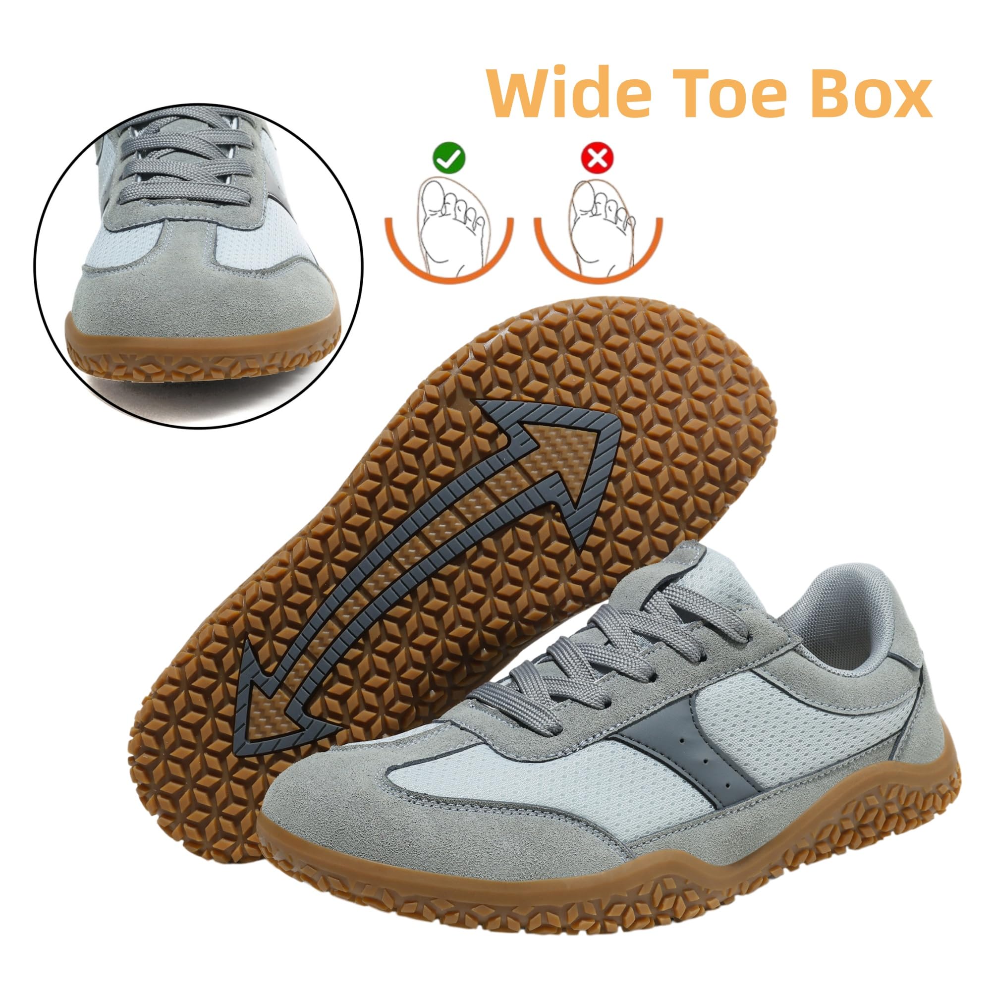 Meik Mangni Unisex Barefoot Zapatillas Minimalistas Hombre Mujer Ligera Zapatos Barefoot Anchos Transpirable y Antideslizante Zapatillas de Trail Running,Tallas:36-46 EU - 4