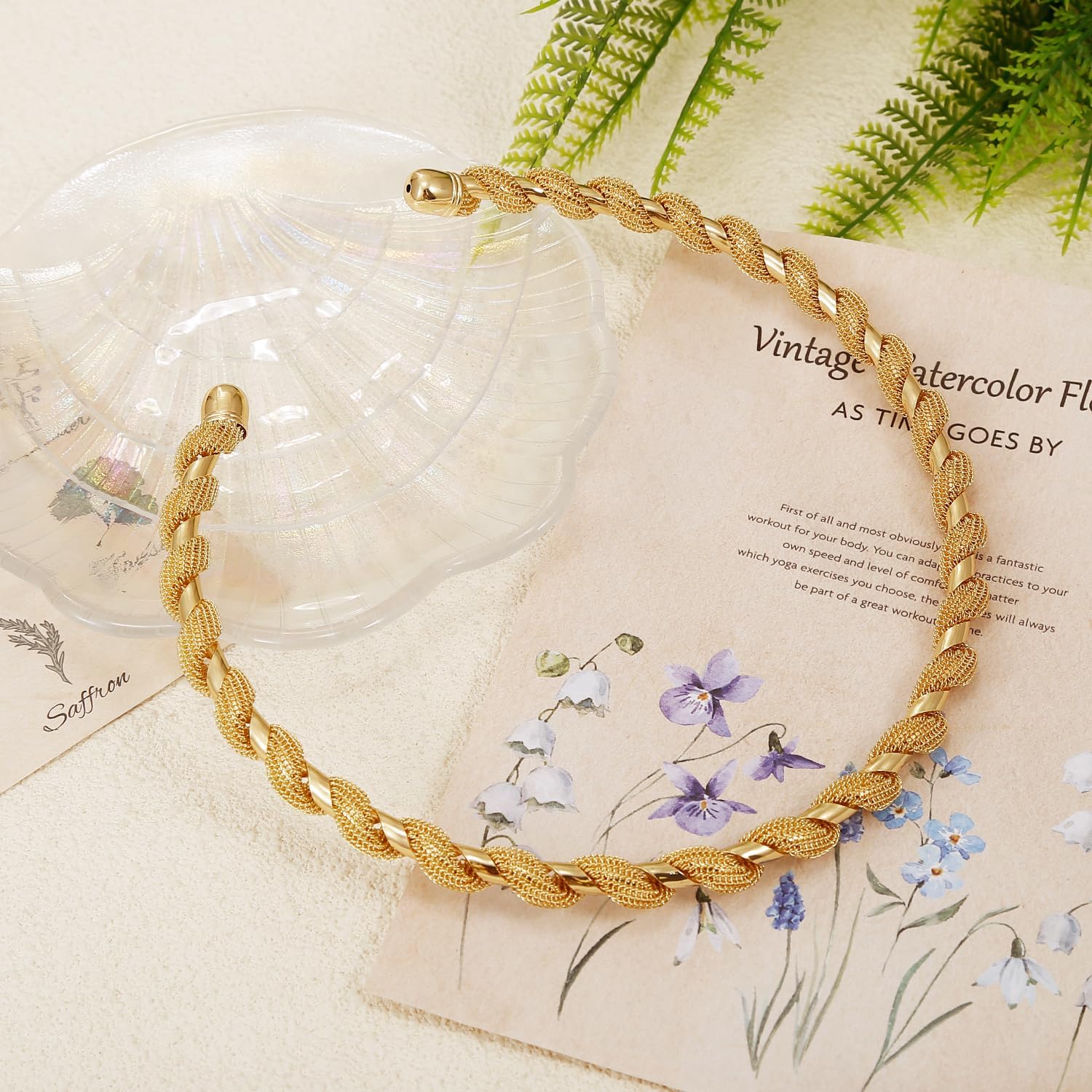 BROCC Gold Chunky Choker Necklace for Women 14K Gold Plated Bold Statement Necklace Open Thick Striped Flat Snake African Collar Exaggerated Choker Jewelry for Women - Image 5