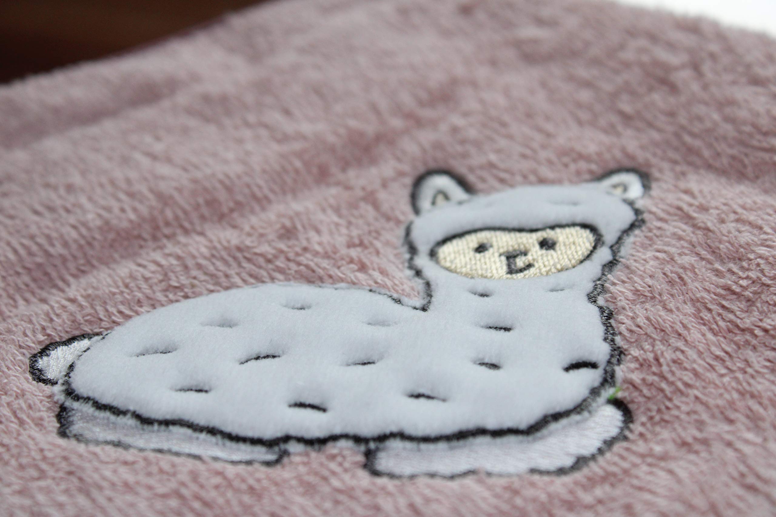 Baby Kapuzenhandtuch Set mit Waschlappen | Baby Badetuch 80x80 Bestickt mit Namen | Baby Handtuch Kapuzenbadetuch | personalisiert mit Name | Jungen Mädchen (Rosa Lama)