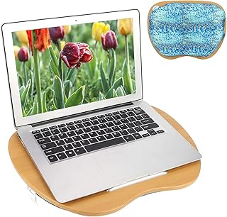 Jenngaoo Laptop Stand, Lap Laptop Desk, Portable Memory Foam Lap Tray with Pillow Cushion, Fits up to 15.6in Book Laptop Tablet Stand with Anti-Slip Strip for Home Office Students(Ocean)