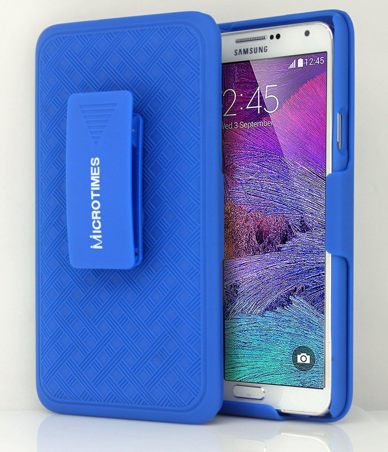 Microtimes hard Shell Holster Combo Shock Absorbing Dual Layer Hard Shell Case- With Kick-Stand Belt Clip Designed specifically for Samsung Galaxy Note 4 Case cover (blue)