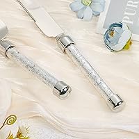 Vista 5 de Juego de cuchillo y servidor personalizado para pastel de boda, juego de corte de pastel grabado, cortador de pastel plateado, cuchillo de pizza