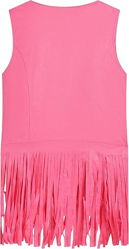 Miniatura 4 de 70s Hippie Costume Women, 5 Pcs 60s 70s Outfits Fringe Vest Hippie Accessories Halloween