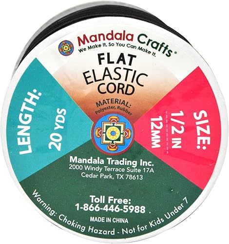 Vista 61 de Mandala Crafts - Rollo de cordón elástico plano para costura y manualidades Beige