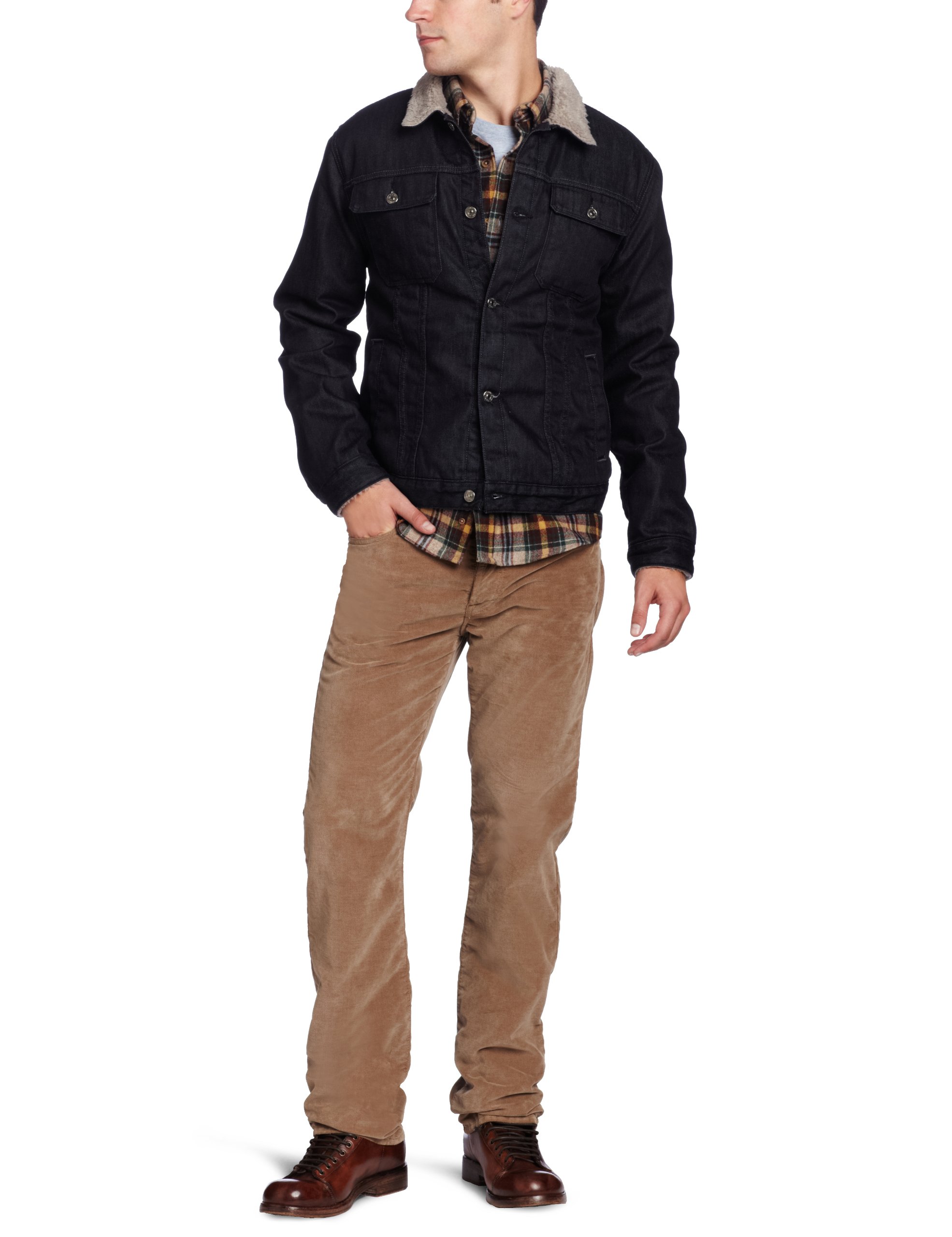 7 For All Mankind Men's Shearling Denim Jacket