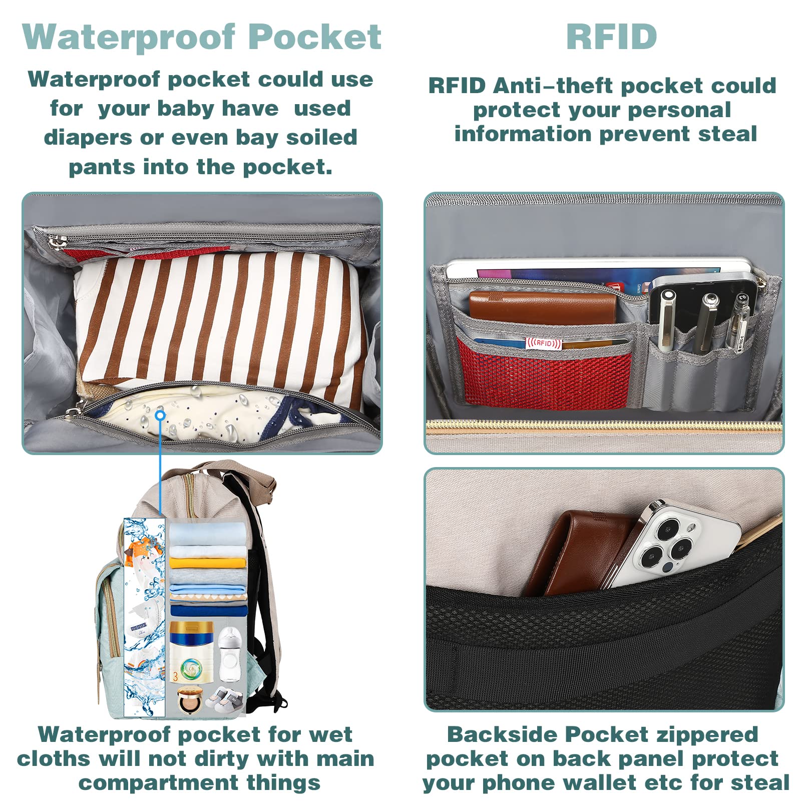 Jiefeike Wickeltasche, Rucksack