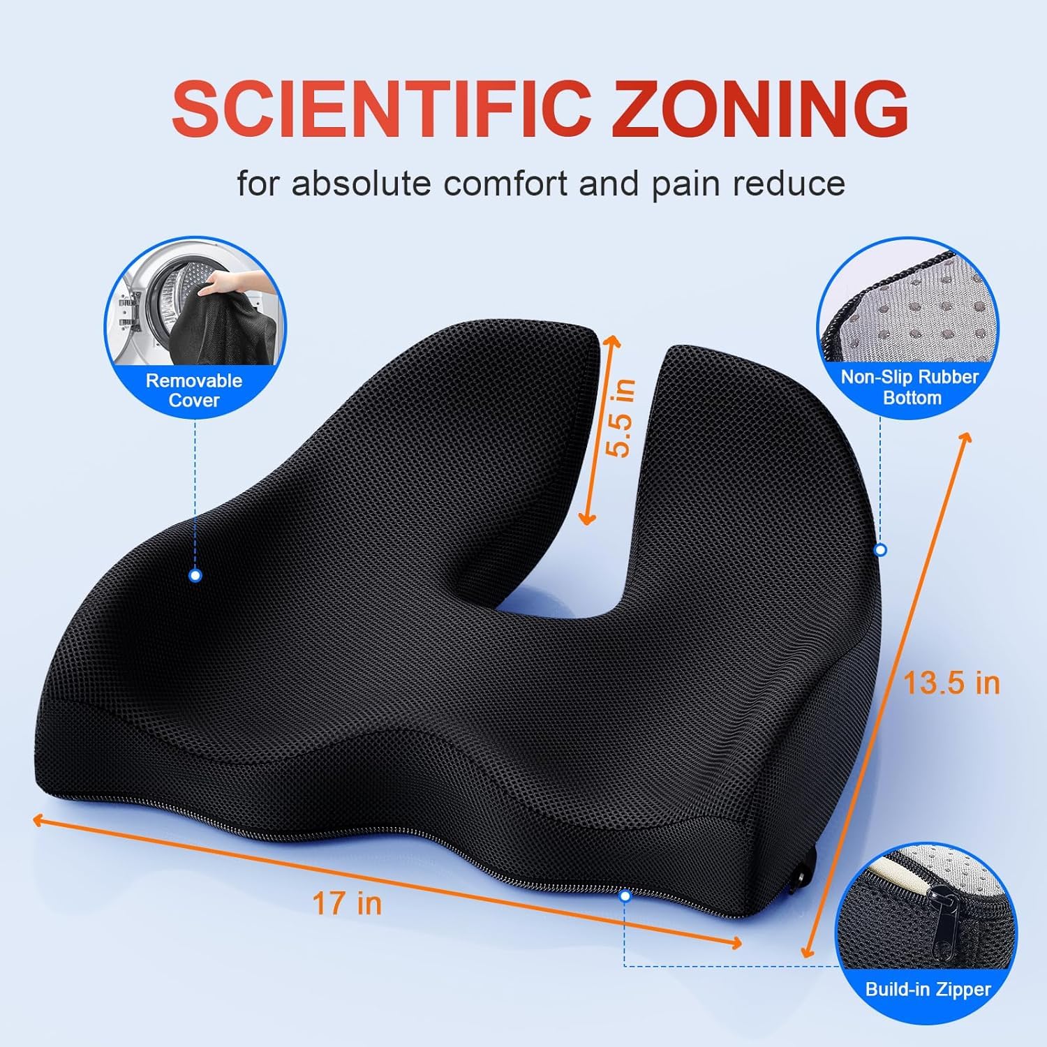 Orthopedisch Zitkussen met Traagschuimn Zitkussen voor Pijn in de