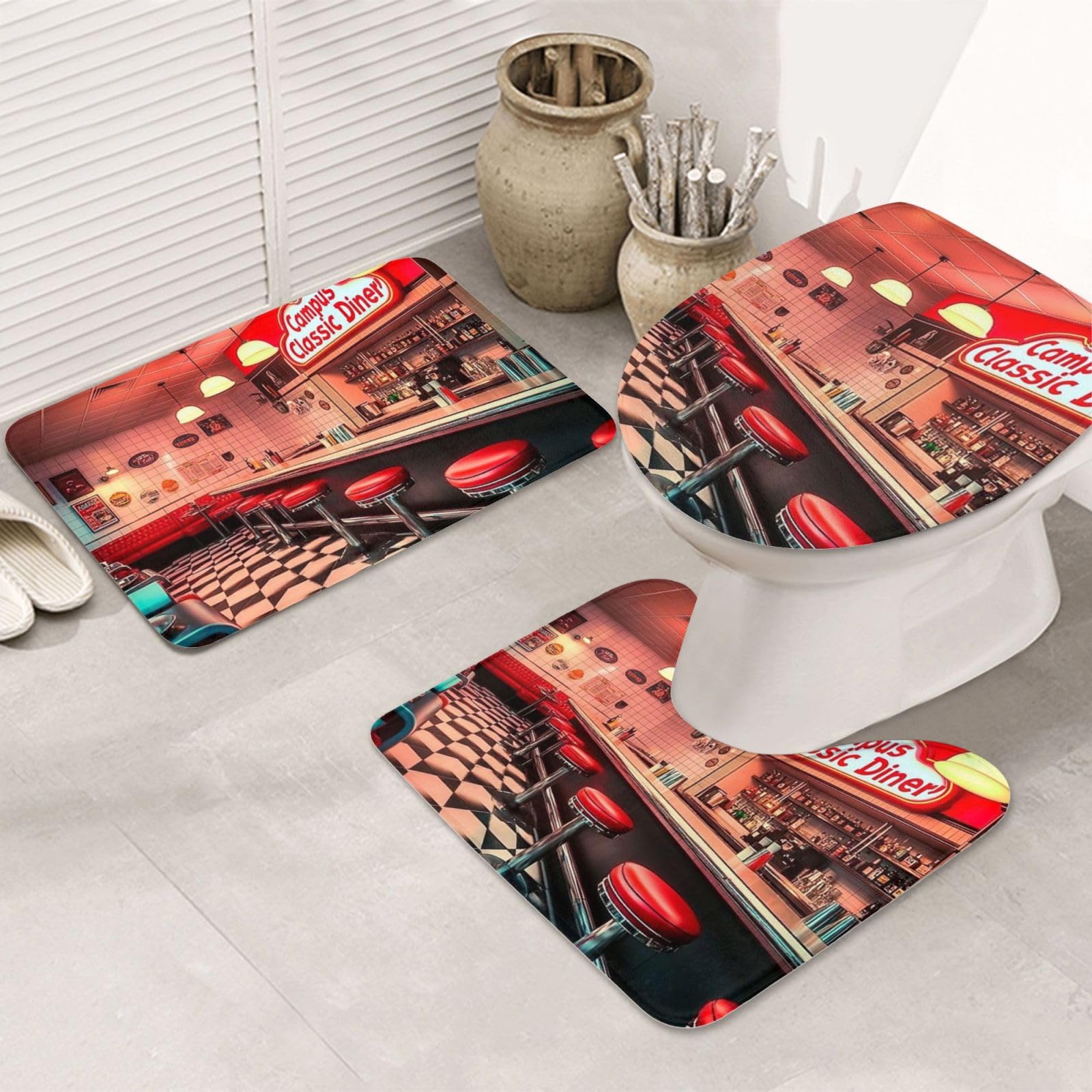 Alfombras de baño de microfibra suave conjunto decorativo de tres piezas lavables de alta densidad