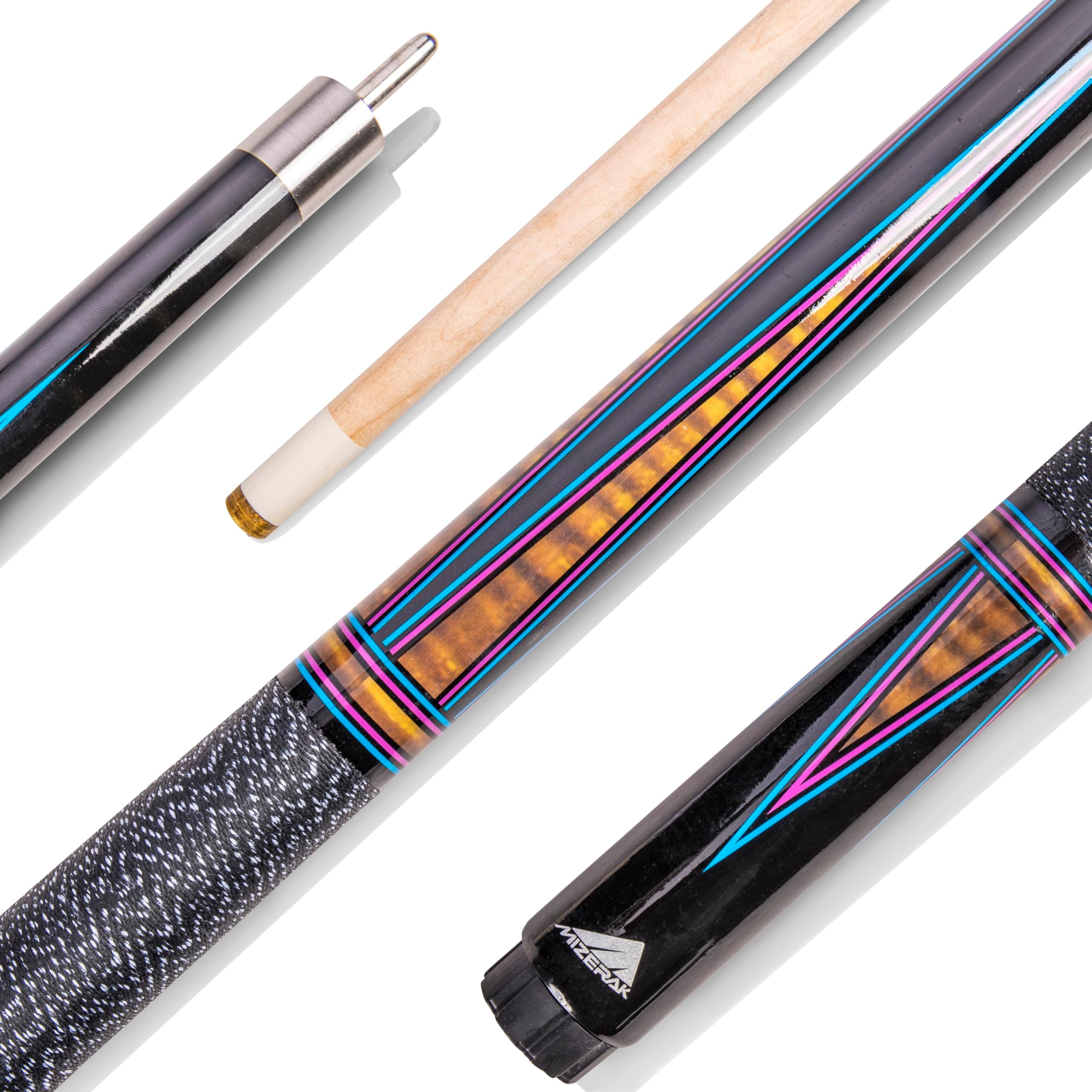 Mizerak 58″ Canadian Maple Pool Cue Stick – 2-Piece, Quicklock Joint, Ivory Ferrule – Low Deflection Billiard Cue for Competitive Play