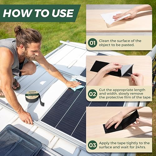 Miniatura 7 de Cinta de butilo sellante impermeable negra de 6 pulgadas x 33 pies para cubiertas, cinta adhesiva de reparación de fugas al aire libre, cinta de