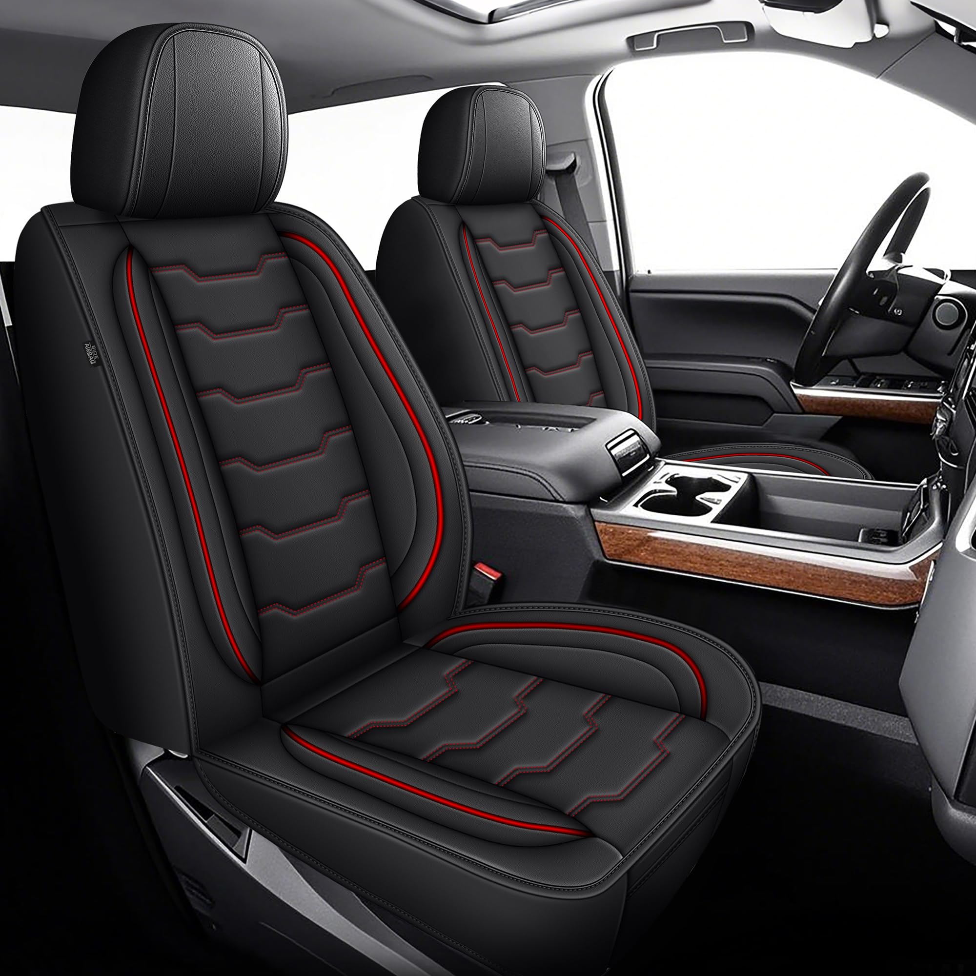 Seat Covers Fit for Chevy Silverado 2019-2024 Custom Fit for Chevrolet Silverado GMC Sierra 1500 2500HD 3500HD Crew Double Extended Cab Full Set Truck Pickup Car Seat Covers (5 Seats, Redline)