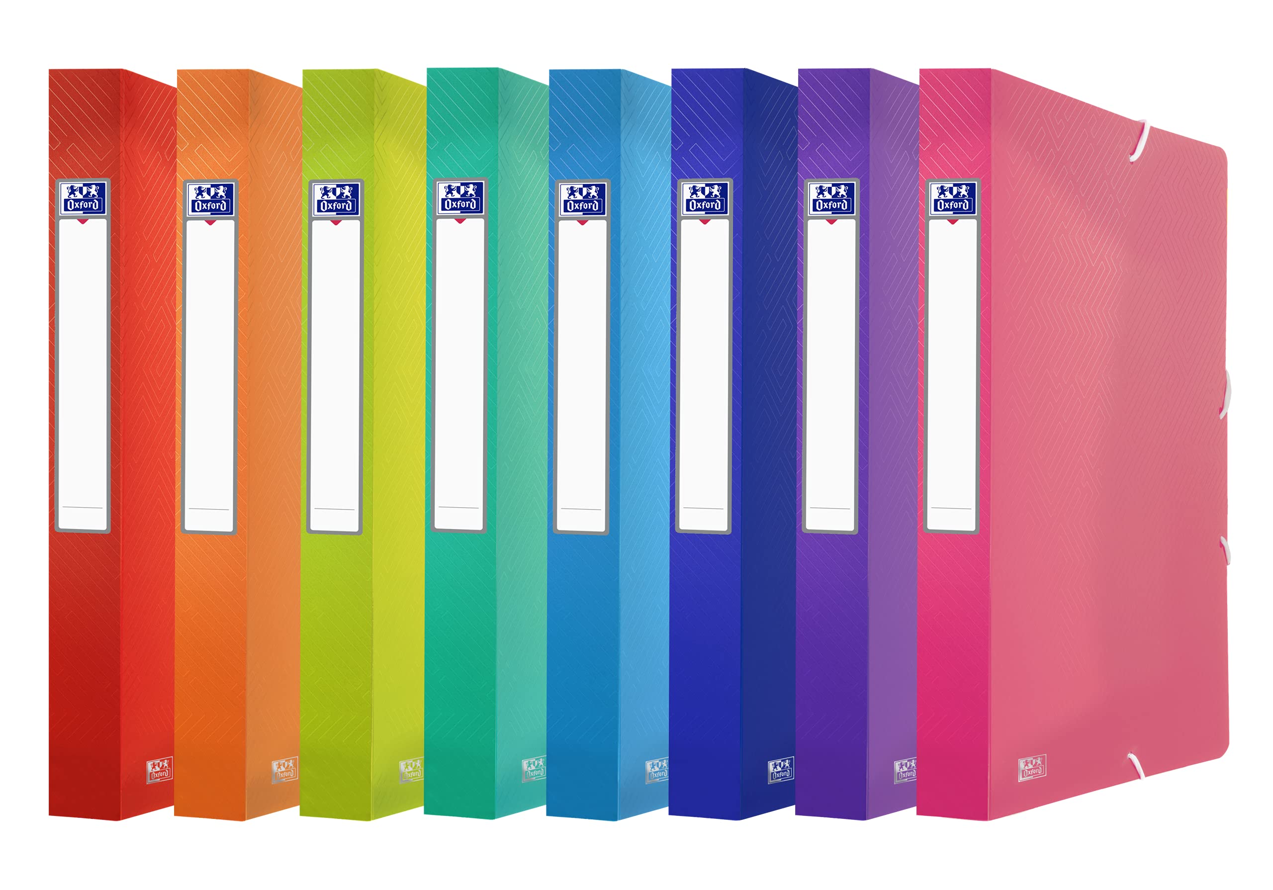 Oxford Sammelbox A4, Rücken 4 cm, transparenter Kunststoff, 8 Farben, 10 Stück