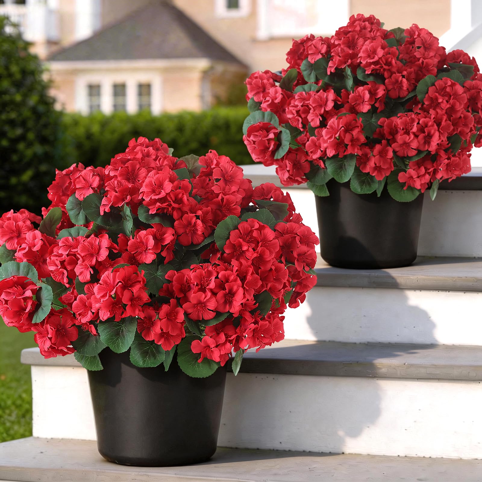 GLIDLION 2 Pack Artificial Geranium Flowers Topiary Trees