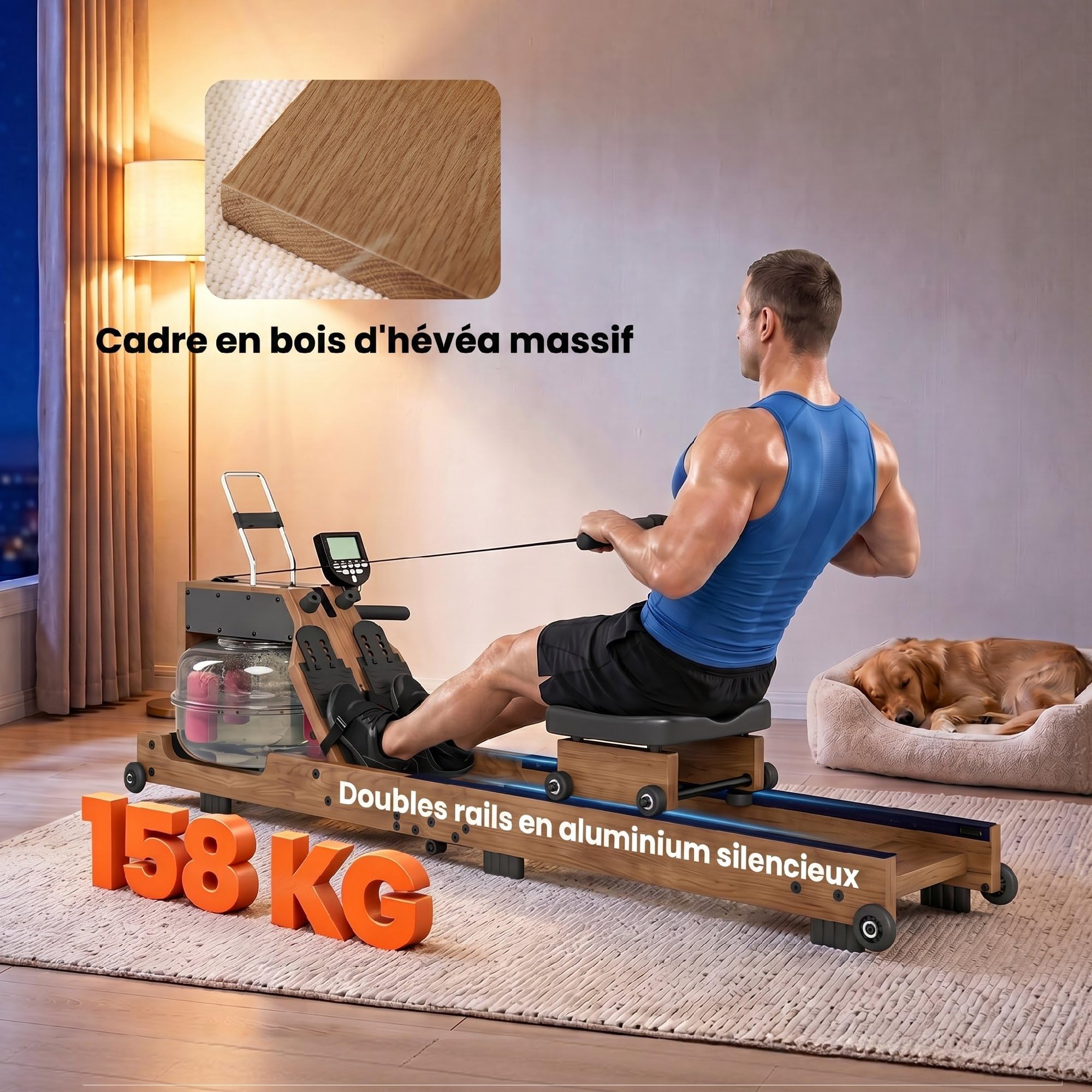 SPORTNOW Vogatore ad acqua pieghevole Bluetooth App 158kg