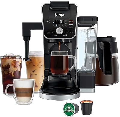 Ninja CFP451CO DualBrew System 14-Cup Coffee Maker, Single-Serve Pods & Grounds, 4 Brew Styles, Built-In Fold Away Frother, 70-oz. Water Reservoir Carafe, Black (Renewed) Extra Large