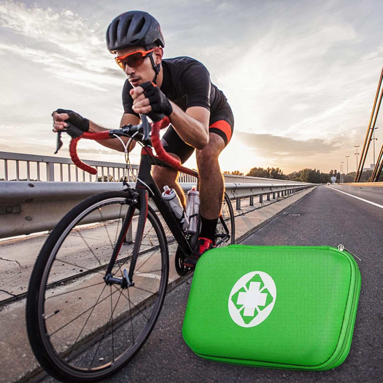276 - Kit de primeros auxilios portátiles para negocios, kits de primeros auxilios portátiles para viajes, suministros esenciales de emergencia para actividades al aire libre, patinaje, barco, verde