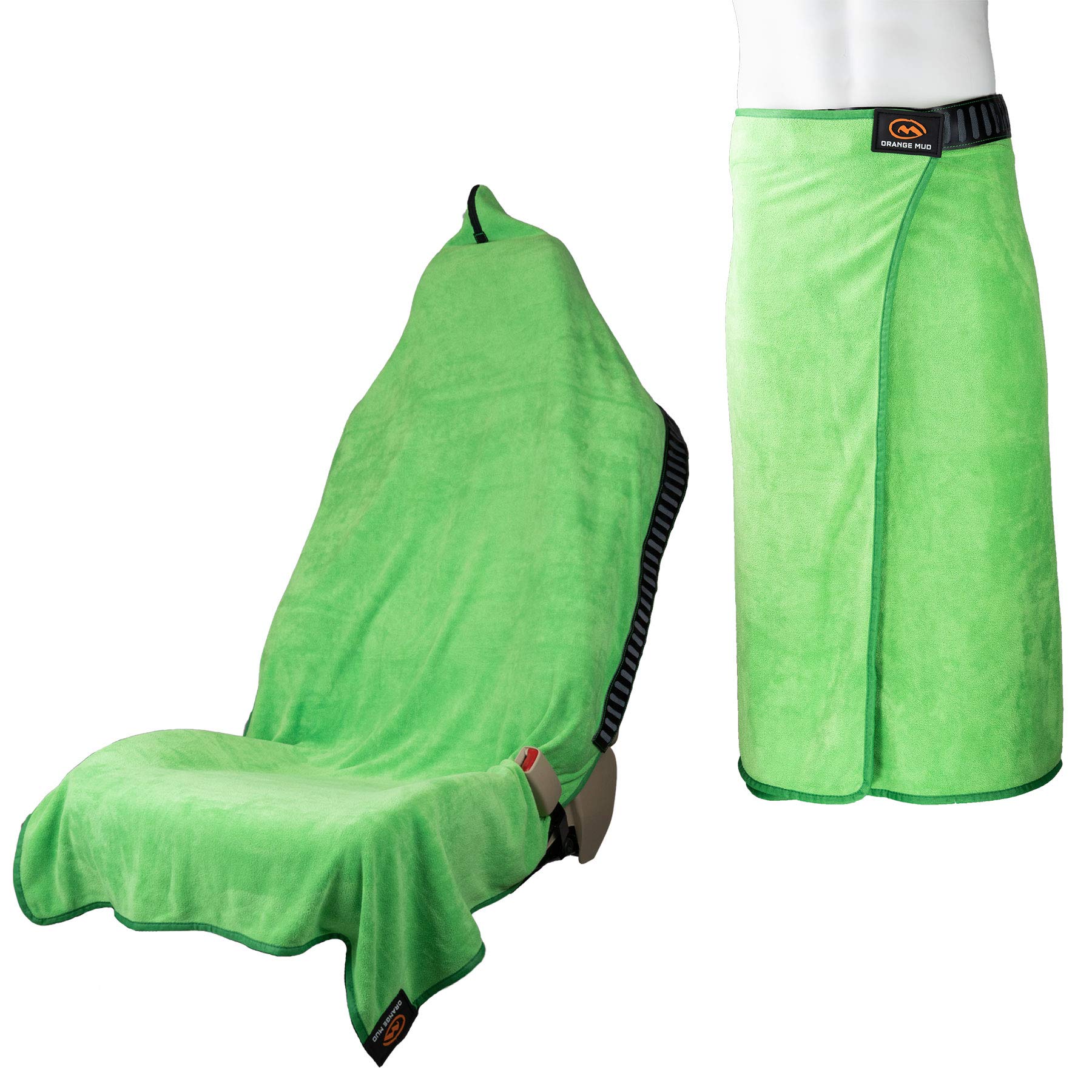Orange Mud 3in1 Transition Wrap 2.0, Sporthandtuch + Autositz-Cover + Umzieh-Hilfe, Farbe schwarz, Black (Lime Green) | Auto-Sitzbezug, Wickelkilt, Mehrzweck-Handtuch, schnelltrocknendes Wickeltuch für Sportler und Outdoor-Aktivitäten