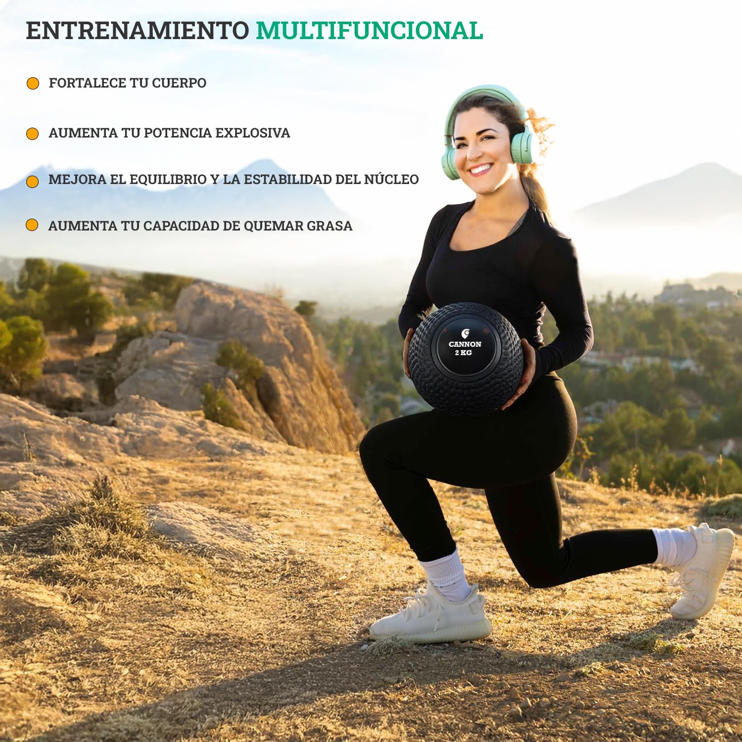 CANNON Slam Ball – Balón Medicinal Antideslizante 2-10 kg | Sin Rebote, Relieve para Mayor Agarre | Entrenamiento de Fuerza, Resistencia y Cardio