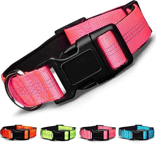 Miniatura 8 de BLAZIN Collar reflectante para perro 'Color Me Happy!' para el día y la noche, collar acolchado de neopreno suave ajustable en 4 colores vibrantes,