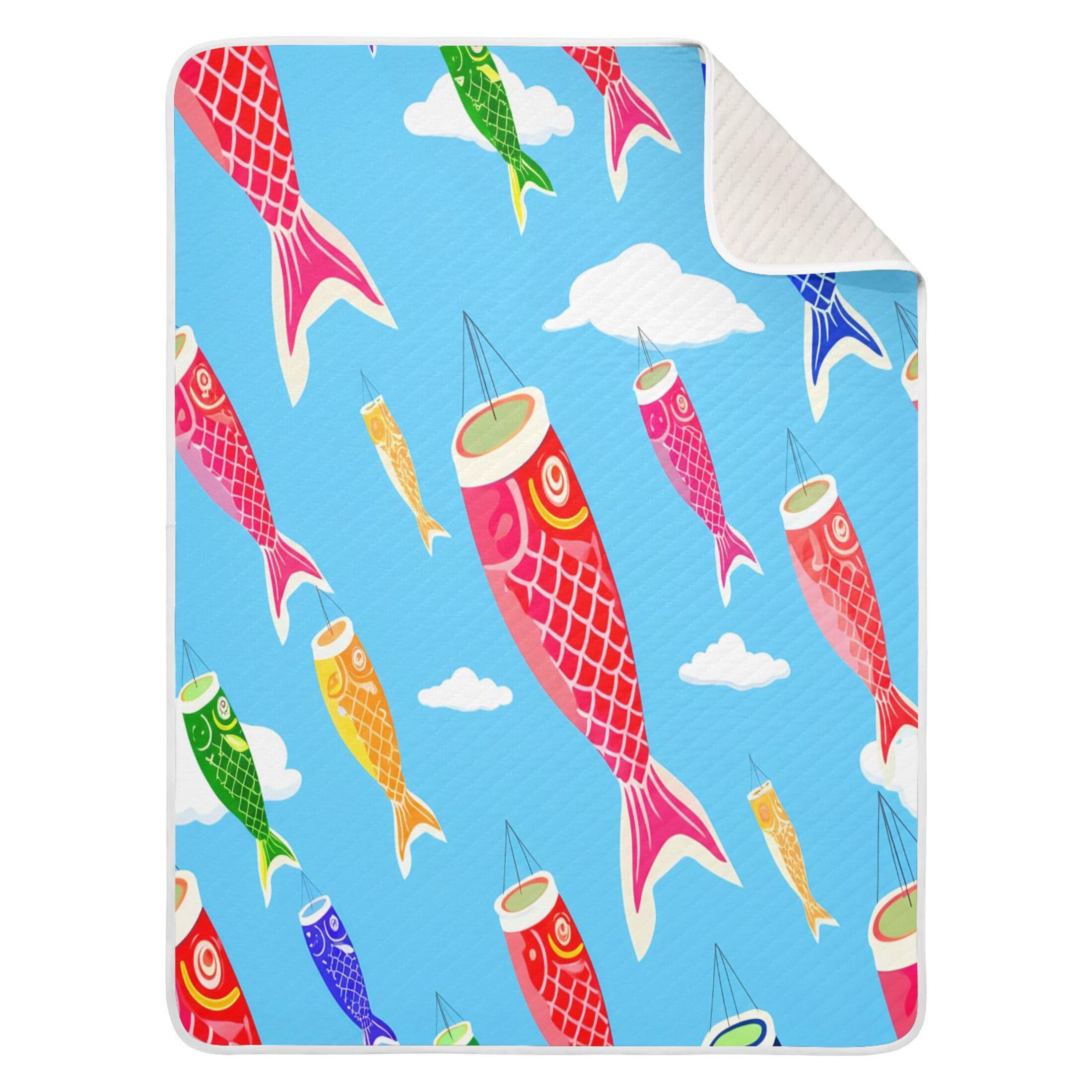 Burbuja Colorful Japanese Windsocks Baby Blanket for Boys Girls, Nursery Soft Warm Swaddling Receiving Baby Blankets, 30x40 in Toddler Blanket